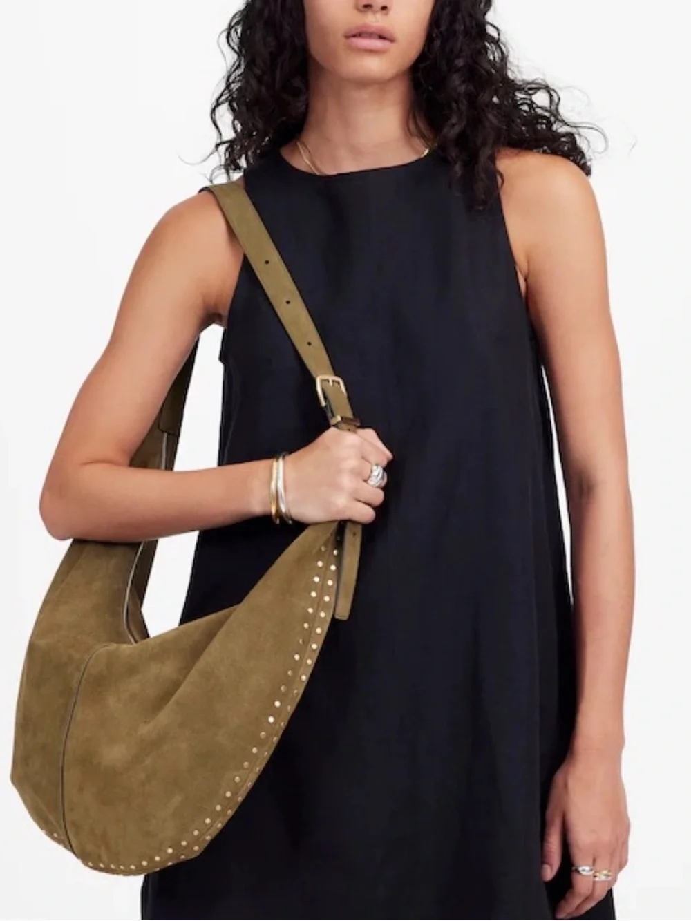 NWT Madewell The Essential Curve Shoulder Bag Studded Aged Cognac NEW WITH TAGS